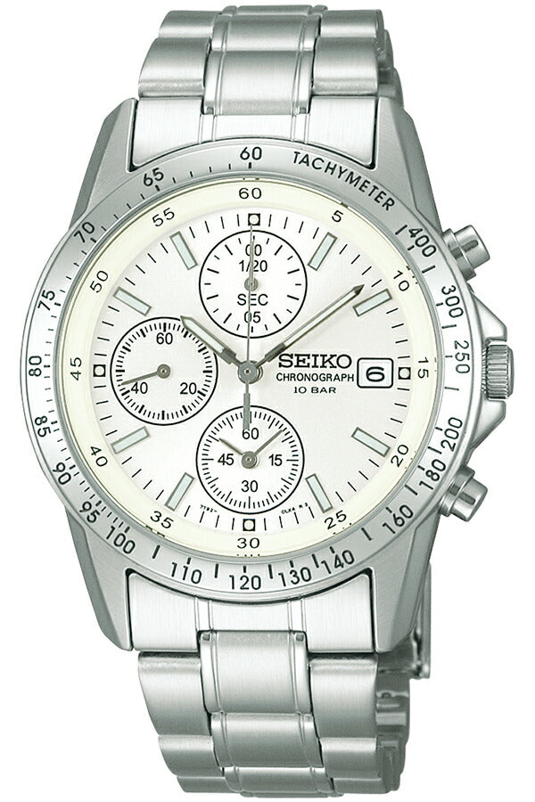 【安心のSEIKO】ホワイト　クロノグラフ 人気色　SBTQ039 電池換済 セイコー セレクション スピリット SBTQ039 メンズ 電池式 クオーツ