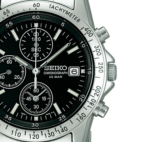 セイコー セレクション スピリット SBTQ041 メンズ 電池式 クオーツ クロノグラフ 縦目 ブラックダイヤル