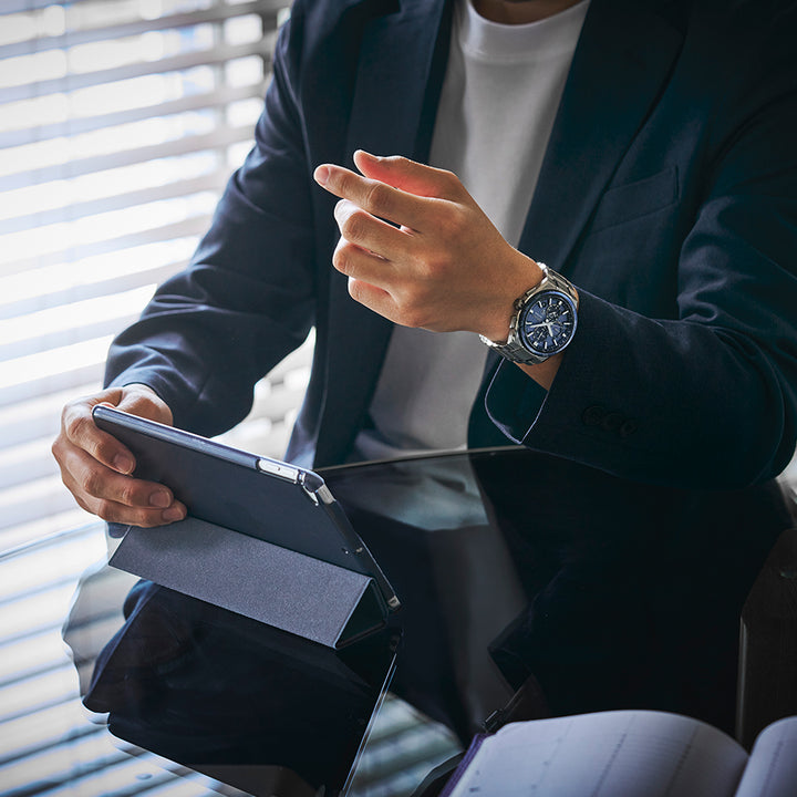 セイコー アストロン ネクスター 3rd デュアルタイム クロノグラフ ホリゾンタルダイヤル SBXC175 メンズ ソーラー GPS衛星電波 チタン ブルーグレー