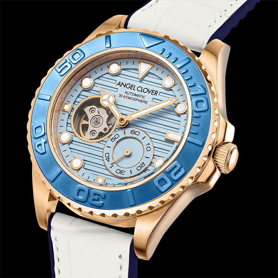 エンジェルクローバー シークルーズ オートマチック SCA44PIBU-WH メンズ 機械式 自動巻き オープンハート ブルーダイヤル 革ベルト