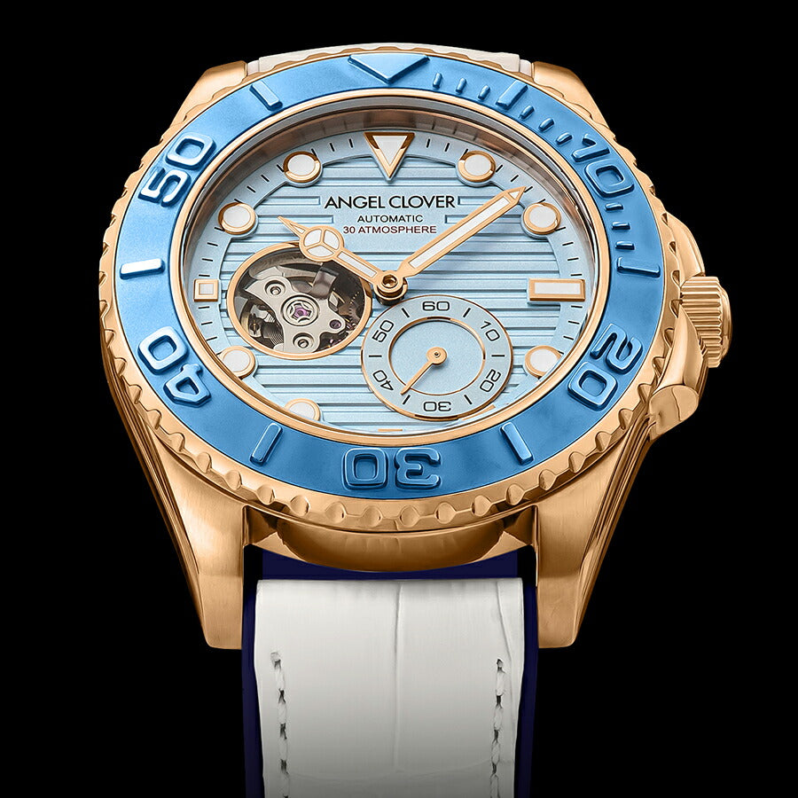 エンジェルクローバー シークルーズ オートマチック SCA44PIBU-WH メンズ 機械式 自動巻き オープンハート ブルーダイヤル 革ベルト