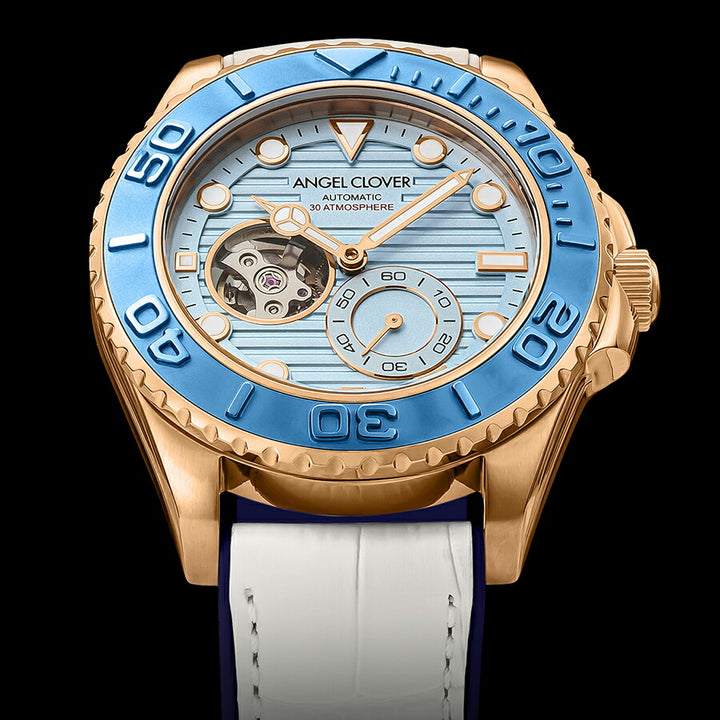 エンジェルクローバー シークルーズ オートマチック SCA44PIBU-WH メンズ 機械式 自動巻き オープンハート ブルーダイヤル 革ベルト