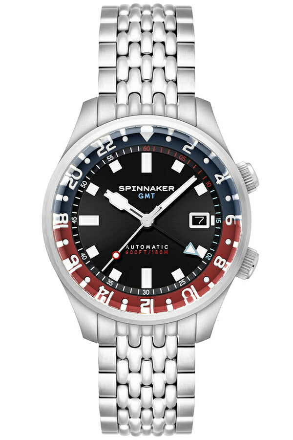 スピニカー ブラッドナー GMT オートマチック SP-5121-55 メンズ メカニカル 自動巻 ブラックダイヤル 替えバンド付き