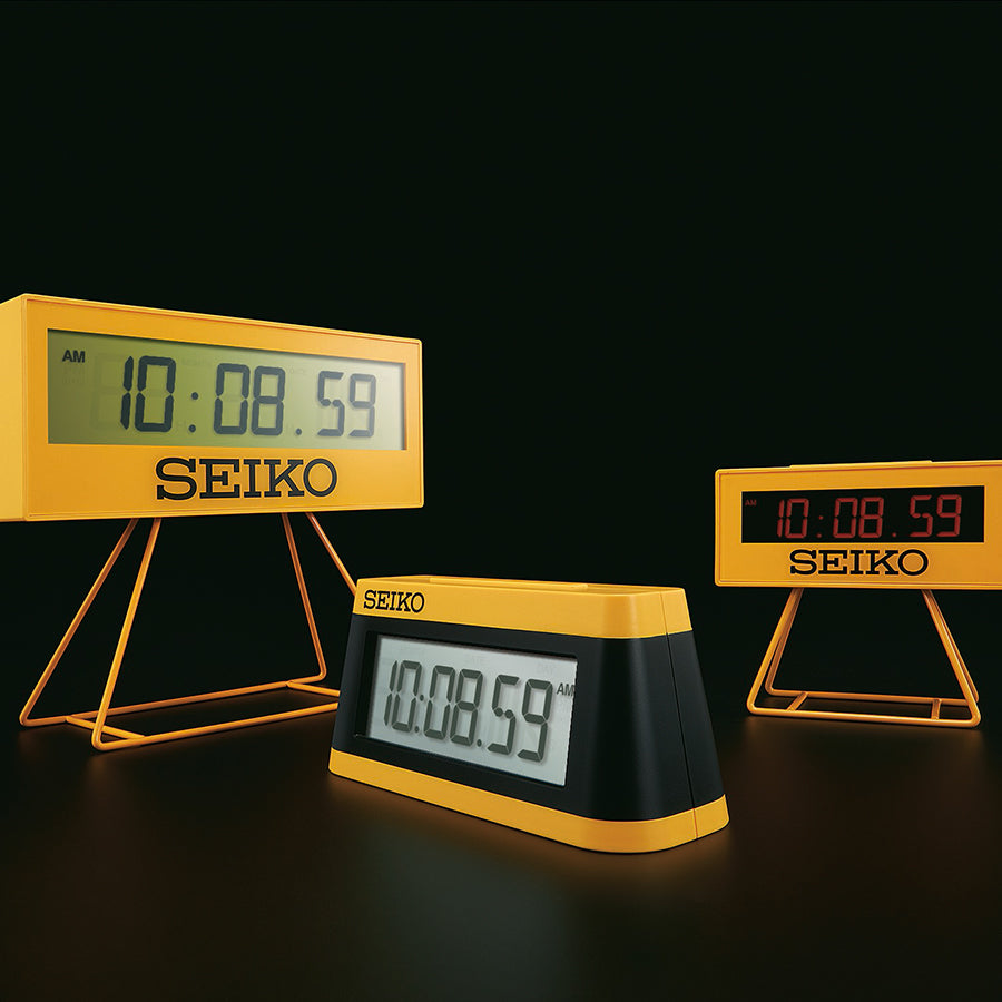 セイコー ミニスポーツタイマークロック 合成音アラーム搭載モデル SQ818Y クオーツ 電池式 デジタル 目覚まし時計 イエロー