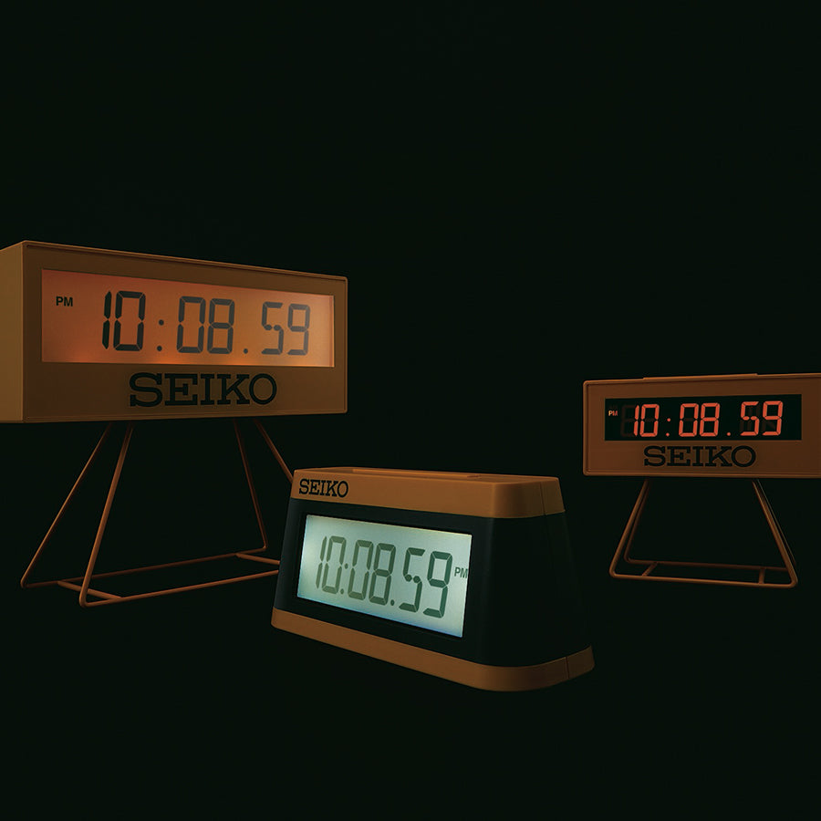 セイコー ミニスポーツタイマークロック 合成音アラーム搭載モデル SQ818Y クオーツ 電池式 デジタル 目覚まし時計 イエロー