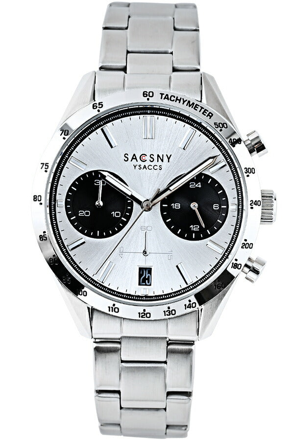 サクスニーイザック クオーツ クロノグラフ SY15219-WH メンズ 電池式 ホワイトダイヤル メタルバンド