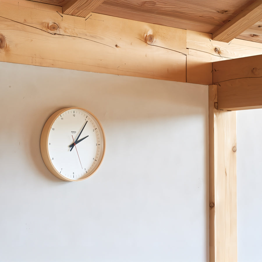 タカタレムノス プライウッド クロック ホワイト ブラウン シンプル