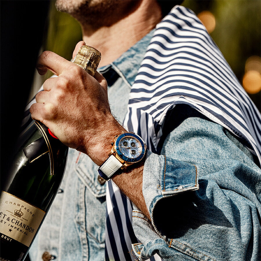 エンジェルクローバー タイムクラフトダイバー TCD45PBU-WH メンズ ソーラー クロノグラフ ブルーダイヤル 革ベルト