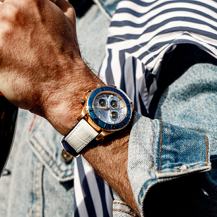 エンジェルクローバー タイムクラフトダイバー TCD45PBU-WH メンズ ソーラー クロノグラフ ブルーダイヤル 革ベルト