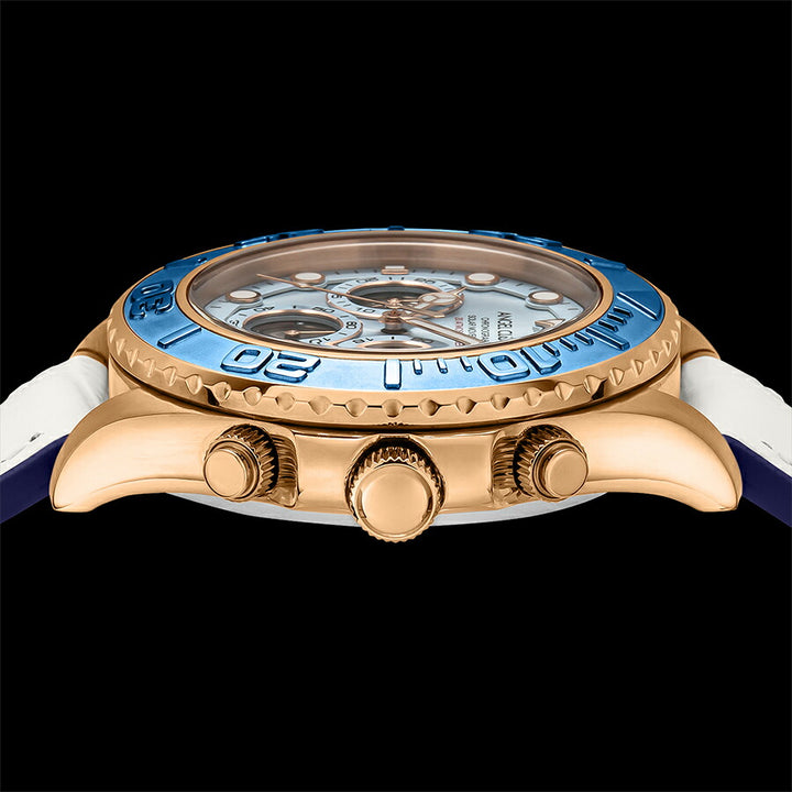 エンジェルクローバー タイムクラフトダイバー TCD45PBU-WH メンズ ソーラー クロノグラフ ブルーダイヤル 革ベルト