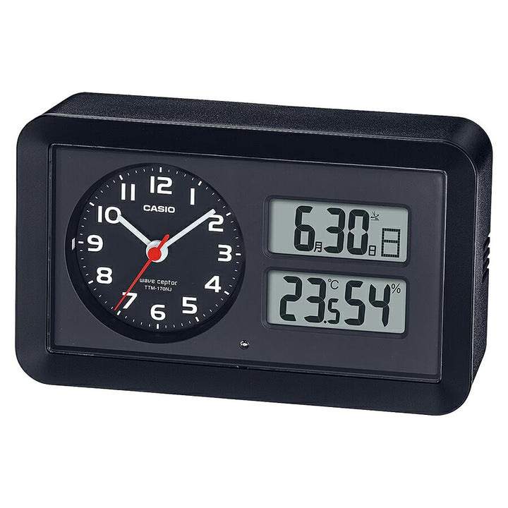 カシオ クロック アナデジ 電波 目覚まし時計 TTM-170NJ-1JF 置時計 温湿度計つき ブラック