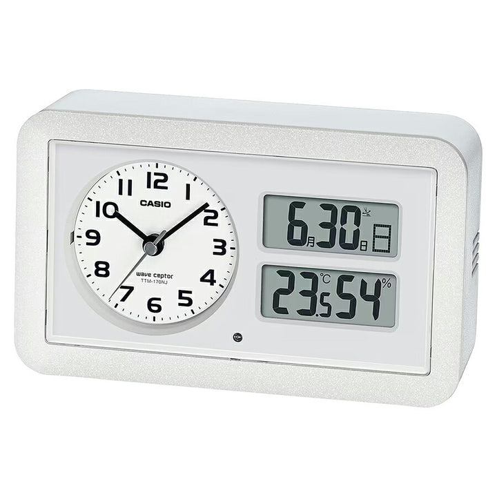 カシオ クロック アナデジ 電波 目覚まし時計 TTM-170NJ-7JF 置時計 温湿度計つき ホワイト