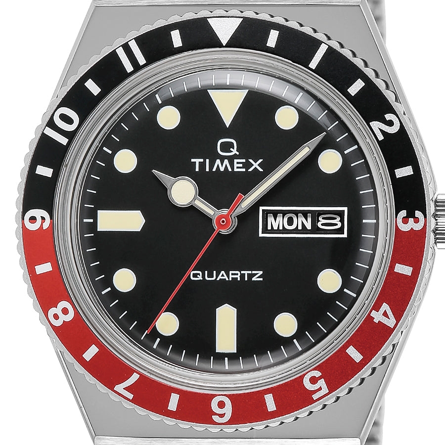 TIMEX Q TIMEX コークベゼルモデル TW2U61300 メンズ 腕時計 クオーツ 電池式 ブラックダイヤル メタルバンド デイデイト