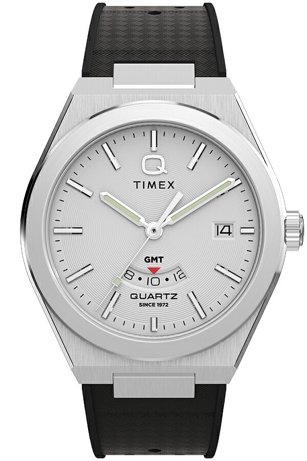 タイメックス Q TIMEX コンチネンタル GMT TW2Y12200 メンズ クオーツ 電池式 シルバーダイヤル ラバーストラップ