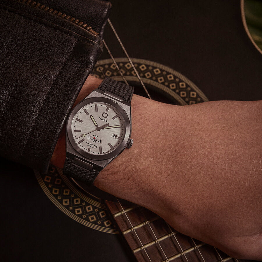タイメックス Q TIMEX コンチネンタル GMT TW2Y12200 メンズ クオーツ 電池式 シルバーダイヤル ラバーストラップ