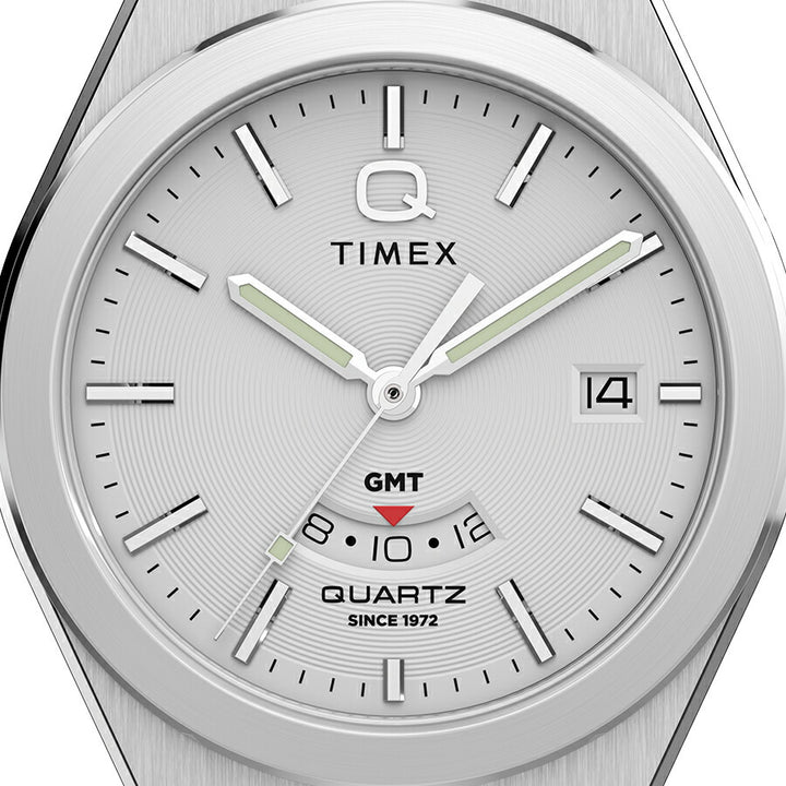 タイメックス Q TIMEX コンチネンタル GMT TW2Y12200 メンズ クオーツ 電池式 シルバーダイヤル ラバーストラップ