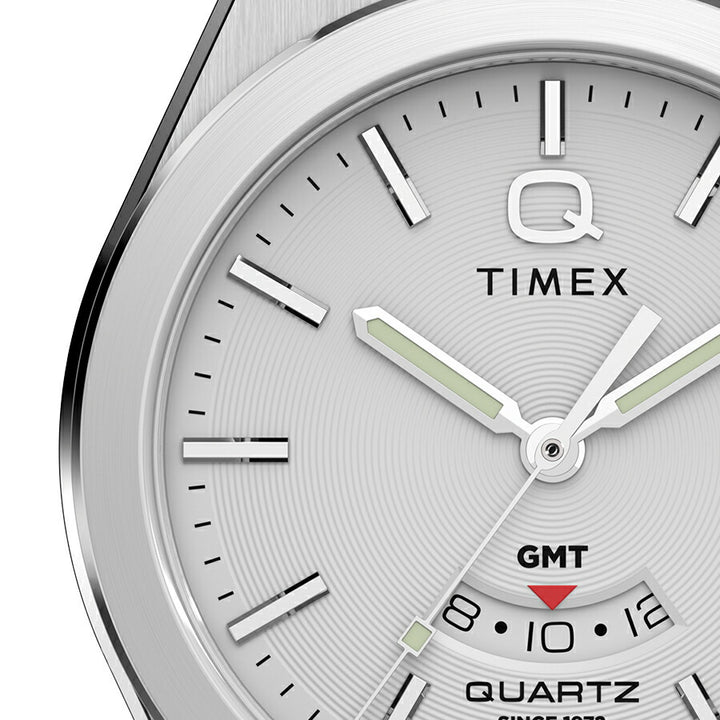 タイメックス Q TIMEX コンチネンタル GMT TW2Y12200 メンズ クオーツ 電池式 シルバーダイヤル ラバーストラップ