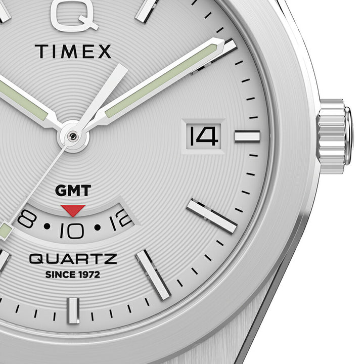 タイメックス Q TIMEX コンチネンタル GMT TW2Y12200 メンズ クオーツ 電池式 シルバーダイヤル ラバーストラップ