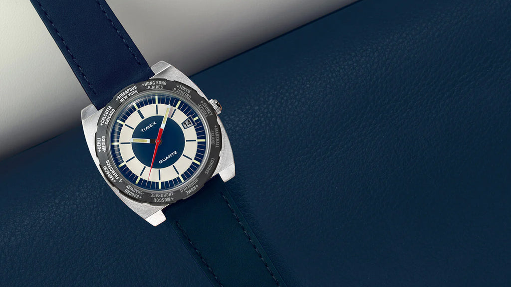 タイメックス Q TIMEX 1972 ワールドタイム 復刻モデル TW2Y31400 メンズ クオーツ 電池式 ブルー 革ベルト