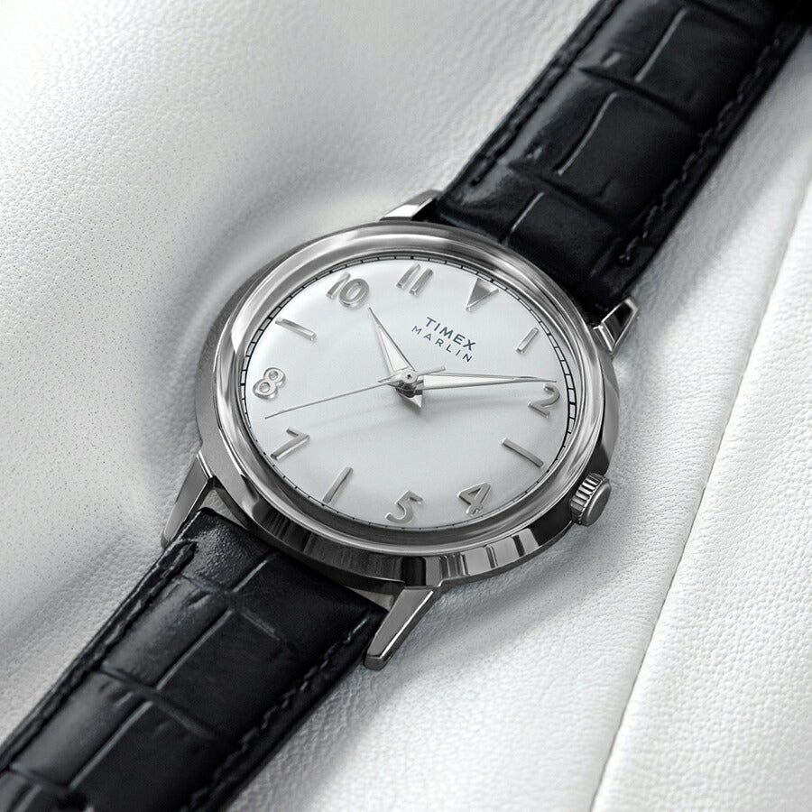 タイメックス Marlin マーリン 34mm TW2Y37600 メンズ レディース クオーツ 電池式 3針 シルバーダイヤル ブラック 革ベルト