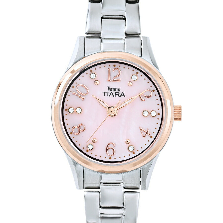 ヴィーナスティアラ 3針モデル VT102-PK レディース クオーツ 電池式 ピンク白蝶貝ダイヤル メタルバンド