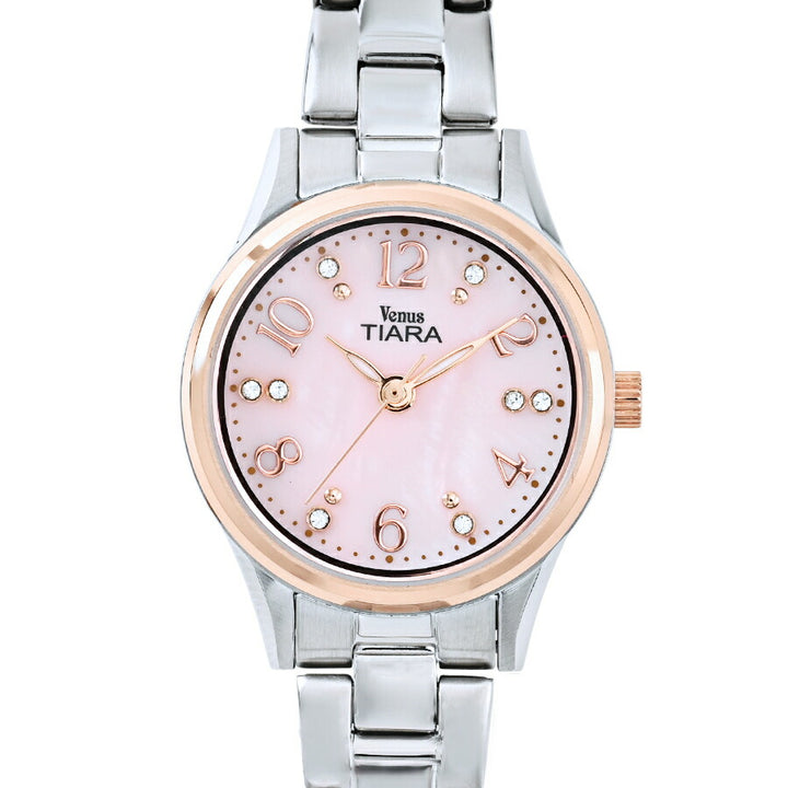 ヴィーナスティアラ 3針モデル VT102-PK レディース クオーツ 電池式 ピンク白蝶貝ダイヤル メタルバンド