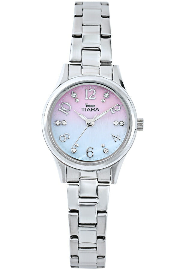 ヴィーナスティアラ 3針モデル VT102-PKBL レディース クオーツ 電池式 ピンクブルー白蝶貝ダイヤル メタルバンド