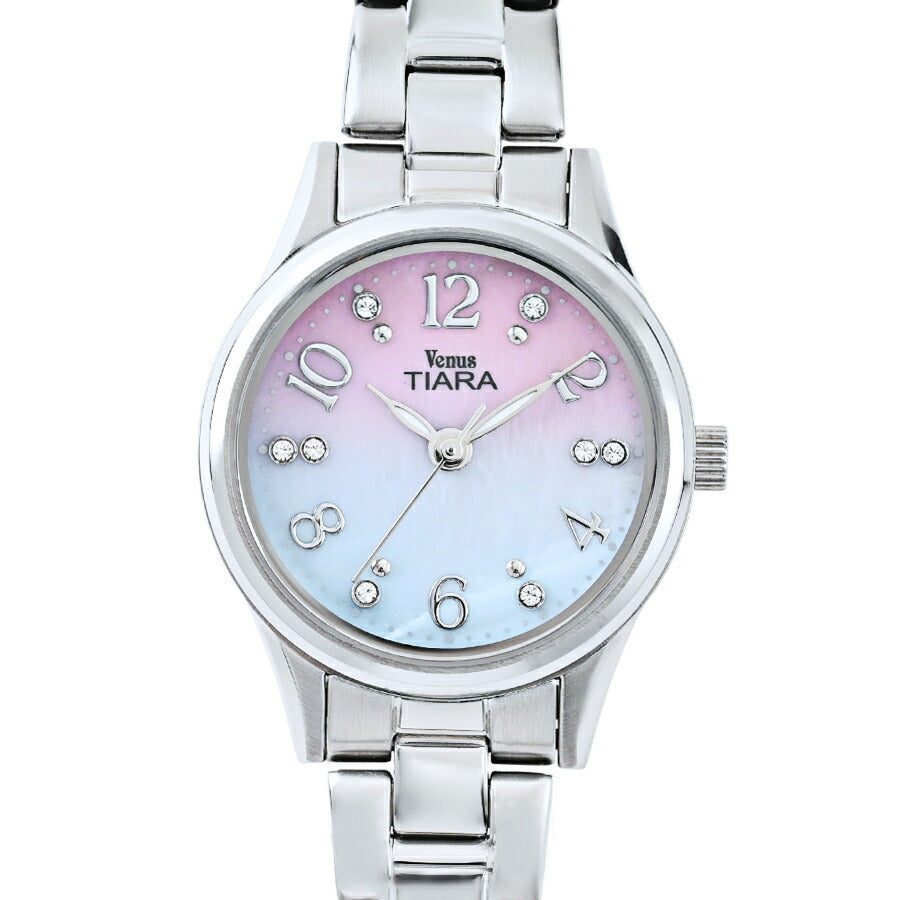 ヴィーナスティアラ 3針モデル VT102-PKBL レディース クオーツ 電池式 ピンクブルー白蝶貝ダイヤル メタルバンド