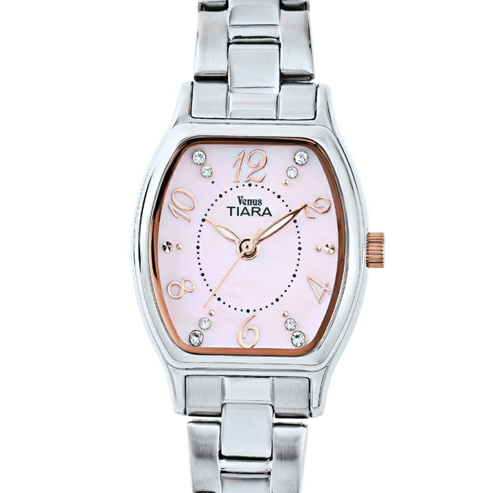 ヴィーナスティアラ 3針モデル VT104-PK レディース クオーツ 電池式 トノー ピンク白蝶貝ダイヤル メタルバンド