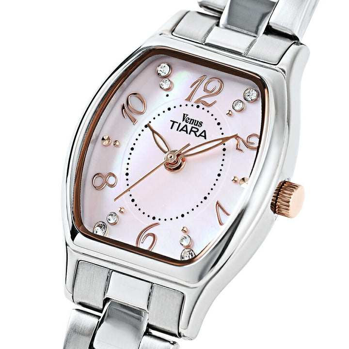 ヴィーナスティアラ 3針モデル VT104-PK レディース クオーツ 電池式 トノー ピンク白蝶貝ダイヤル メタルバンド