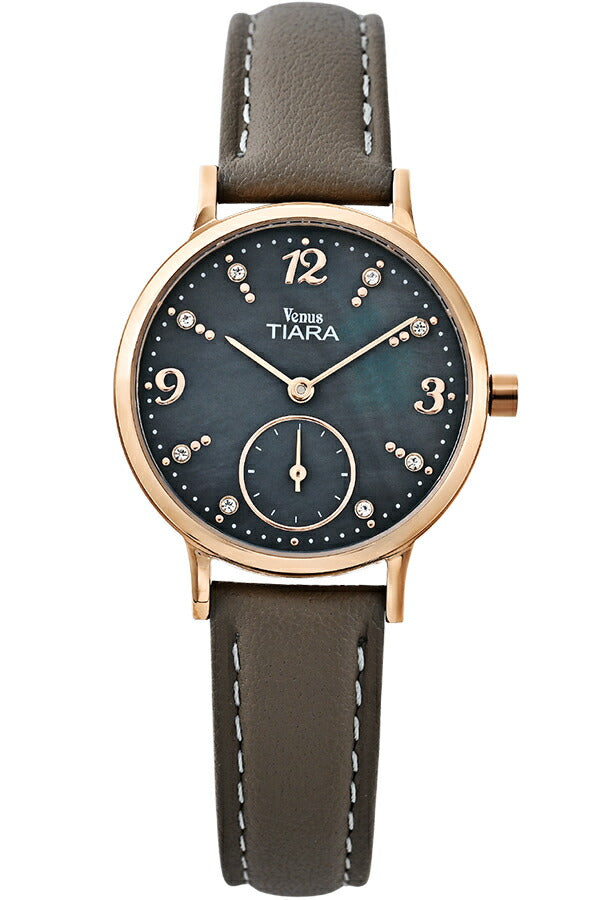 ヴィーナスティアラ スモールセコンド VT108-BK レディース クオーツ 電池式 ブラック白蝶貝ダイヤル 革ベルト