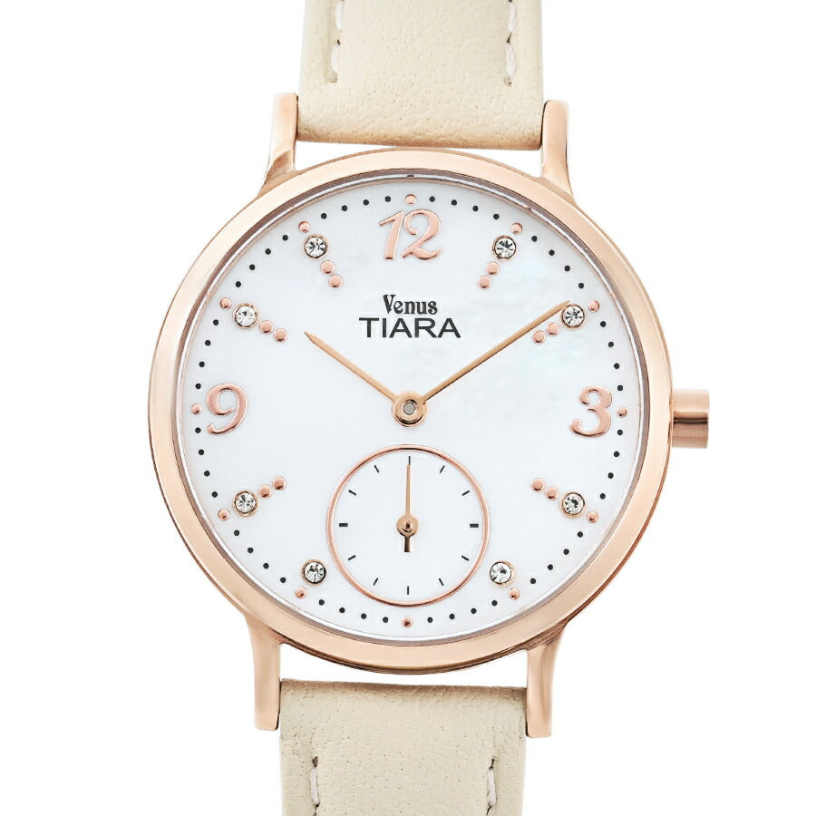 ヴィーナスティアラ スモールセコンド VT108-WH レディース クオーツ 電池式 ホワイト白蝶貝ダイヤル 革ベルト