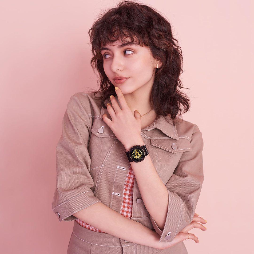 BABY-G ベビージー BA-110シリーズ G-SHOCKデザインインスパイア BA-110X-1AJF レディース 腕時計 電池式 アナログ デジタル ブラック ゴールド 国内正規品 カシオ