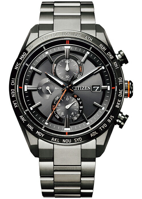 シチズン アテッサ ACT Line アクトライン ブラックチタンシリーズ AT8185-62E メンズ 腕時計 ソーラー 電波 クロノグラフ