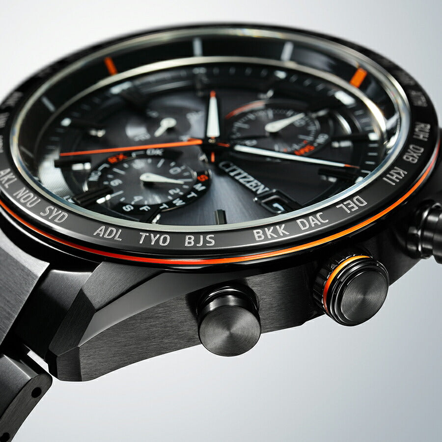 シチズン アテッサ ACT Line アクトライン ブラックチタンシリーズ AT8185-62E メンズ 腕時計 ソーラー 電波 クロノグラフ