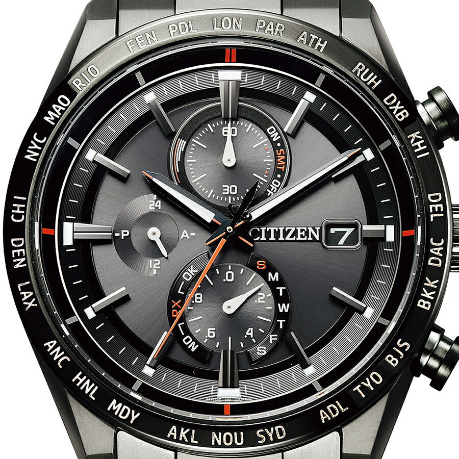 シチズン アテッサ ACT Line アクトライン ブラックチタンシリーズ AT8185-62E メンズ 腕時計 ソーラー 電波 クロノグラフ