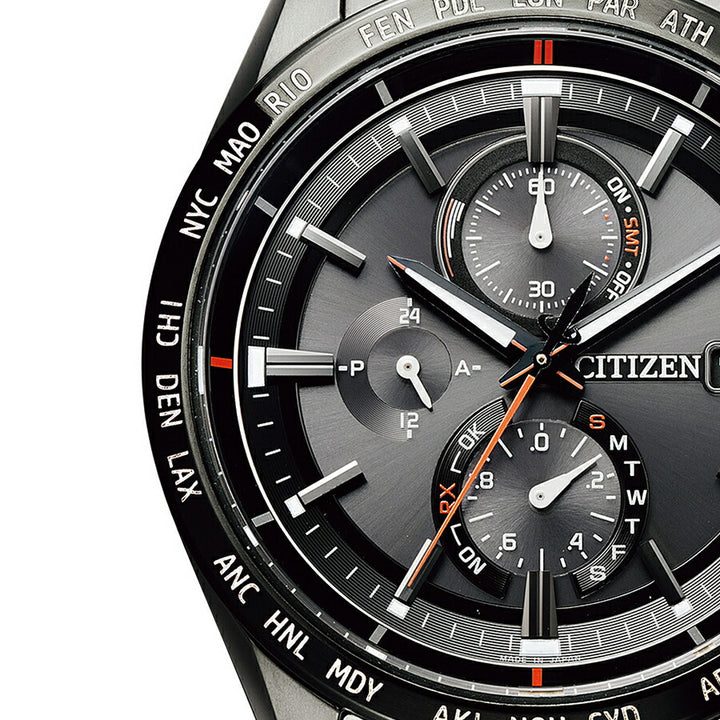 シチズン アテッサ ACT Line アクトライン ブラックチタンシリーズ AT8185-62E メンズ 腕時計 ソーラー 電波 クロノグラフ