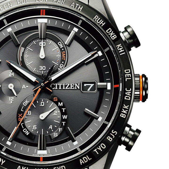 シチズン アテッサ ACT Line アクトライン ブラックチタンシリーズ AT8185-62E メンズ 腕時計 ソーラー 電波 クロノグラフ