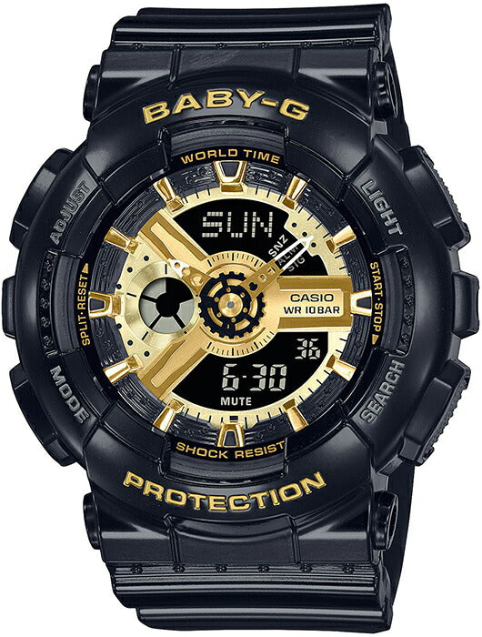 BABY-G ベビージー BA-110シリーズ G-SHOCKデザインインスパイア BA-110X-1AJF レディース 腕時計 電池式 アナログ デジタル ブラック ゴールド 国内正規品 カシオ