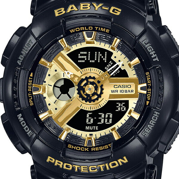 BABY-G ベビージー BA-110シリーズ G-SHOCKデザインインスパイア BA-110X-1AJF レディース 腕時計 電池式 アナログ デジタル ブラック ゴールド 国内正規品 カシオ