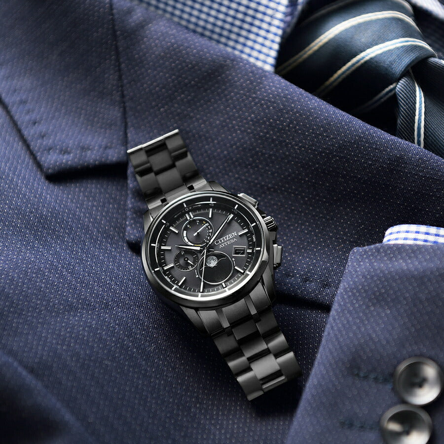 シチズン アテッサ ブラックチタンシリーズ ムーンフェイズ ルナプログラム BY1006-62E メンズ 腕時計 ソーラー 電波 Cal.H874