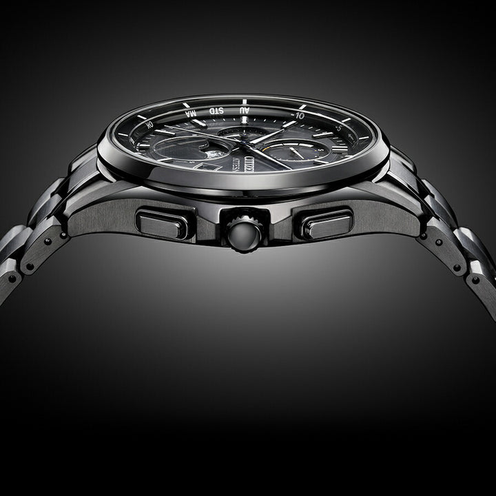 シチズン アテッサ ブラックチタンシリーズ ムーンフェイズ ルナプログラム BY1006-62E メンズ 腕時計 ソーラー 電波 Cal.H874