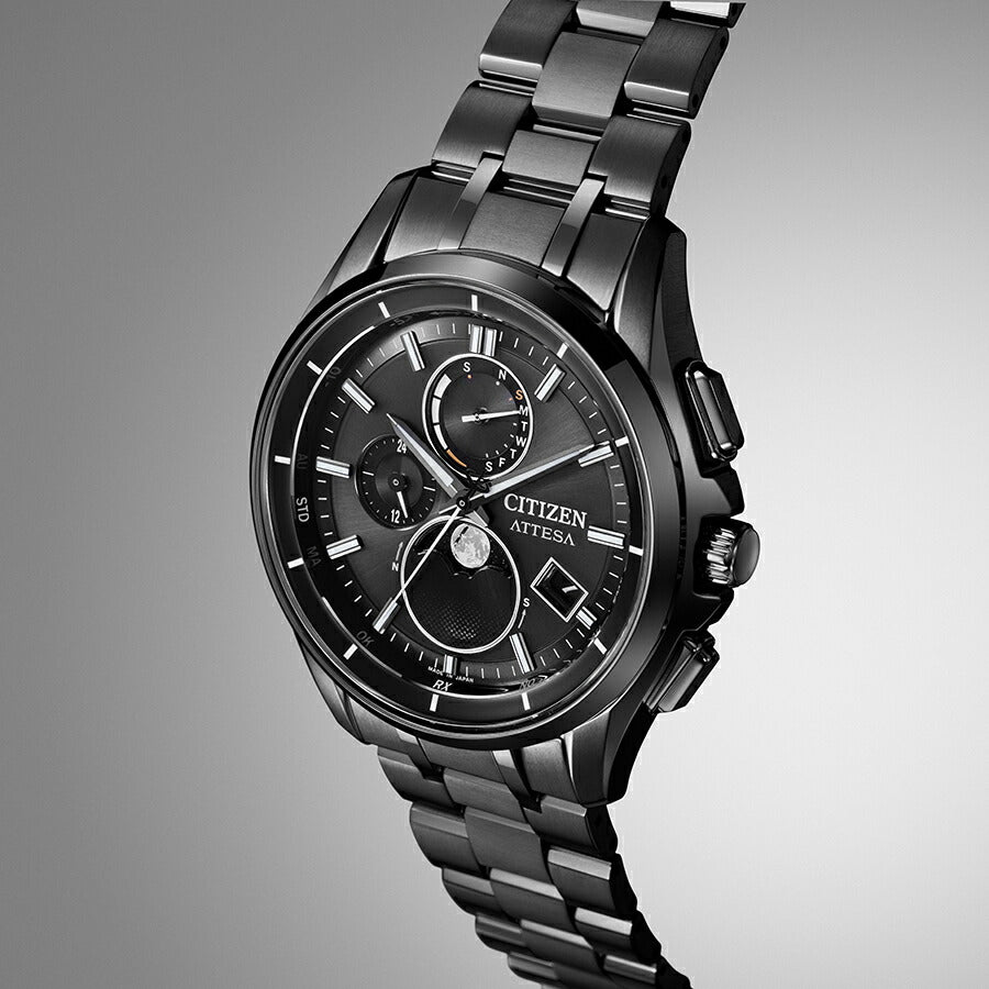 シチズン アテッサ ブラックチタンシリーズ ムーンフェイズ ルナプログラム BY1006-62E メンズ 腕時計 ソーラー 電波 Cal.H874