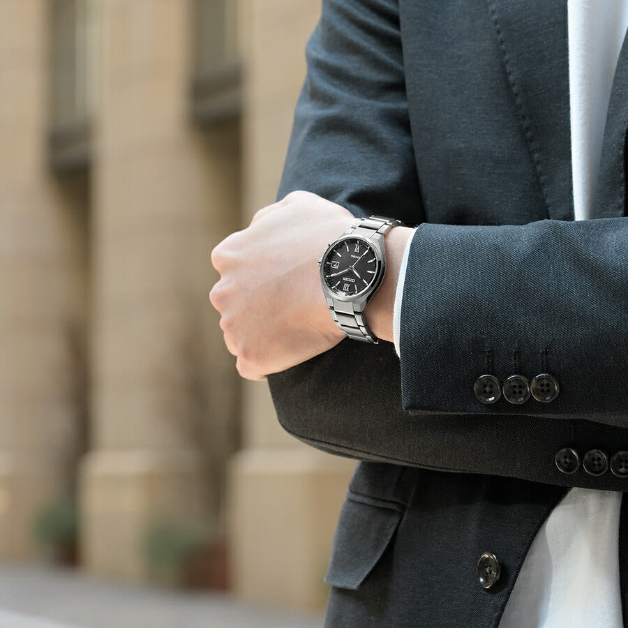 シチズン アテッサ 3針 38mm CB1120-50G メンズ 腕時計 ソーラー 電波 ブラック