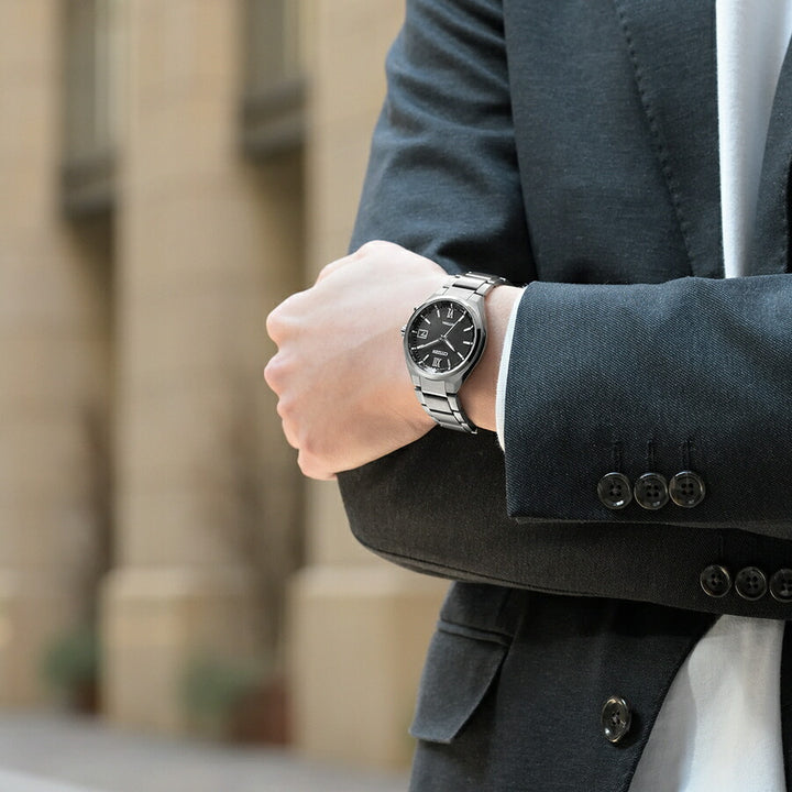 シチズン アテッサ 3針 38mm CB1120-50G メンズ 腕時計 ソーラー 電波 ブラック