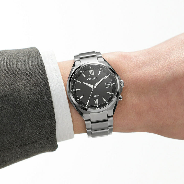 シチズン アテッサ 3針 38mm CB1120-50G メンズ 腕時計 ソーラー 電波 ブラック