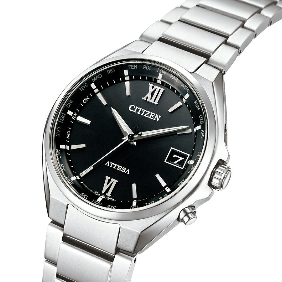 シチズン アテッサ 3針 38mm CB1120-50G メンズ 腕時計 ソーラー 電波 ブラック