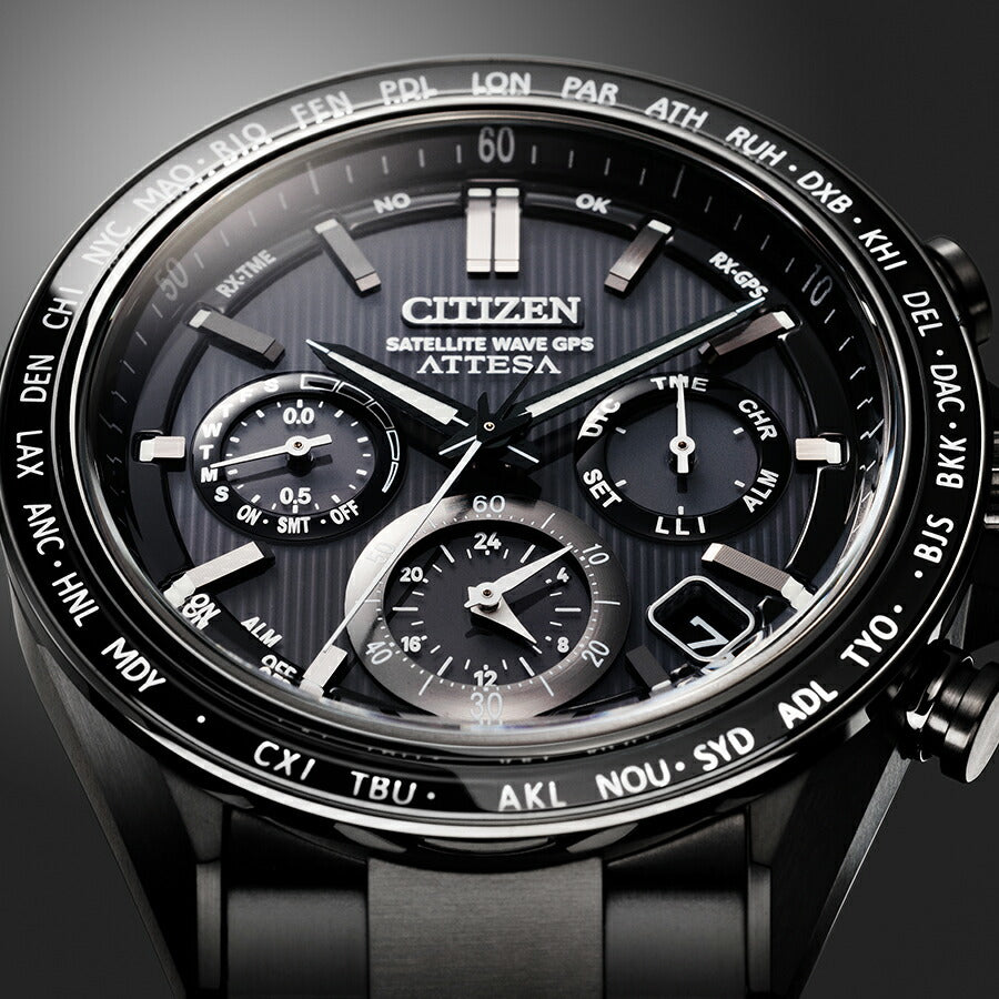 シチズン アテッサ ACT Line アクトライン ブラックチタンシリーズ CC4055-65E メンズ 腕時計 ソーラー GPS衛星電波受信 クロノグラフ サファイアベゼル