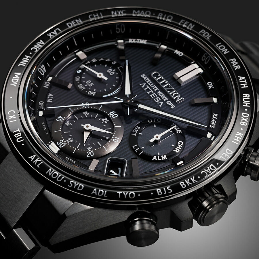 シチズン アテッサ ACT Line アクトライン ブラックチタンシリーズ CC4055-65E メンズ 腕時計 ソーラー GPS衛星電波受信 クロノグラフ サファイアベゼル