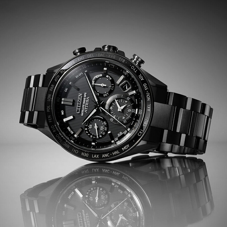 シチズン アテッサ ACT Line アクトライン ブラックチタンシリーズ CC4055-65E メンズ 腕時計 ソーラー GPS衛星電波受信 クロノグラフ サファイアベゼル